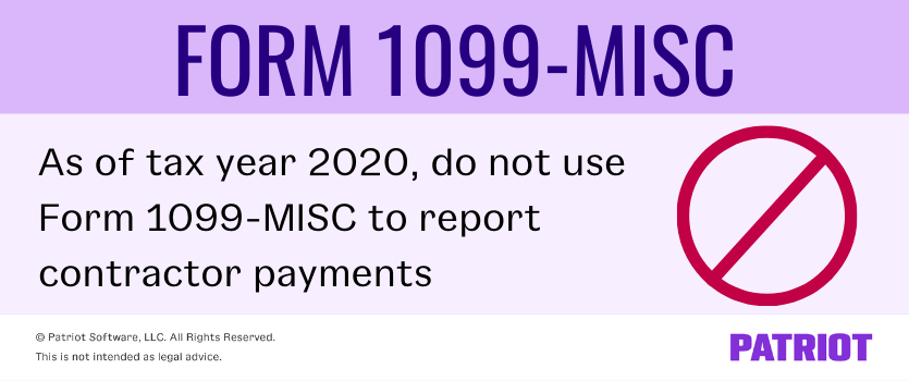 不使用表格1099-misc的承包商付款在2020年和视觉以外