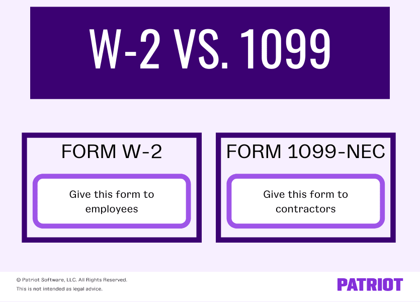 表格W-2 vs. 1099:将表格W-2发给员工，将表格1099- nec发给承包商