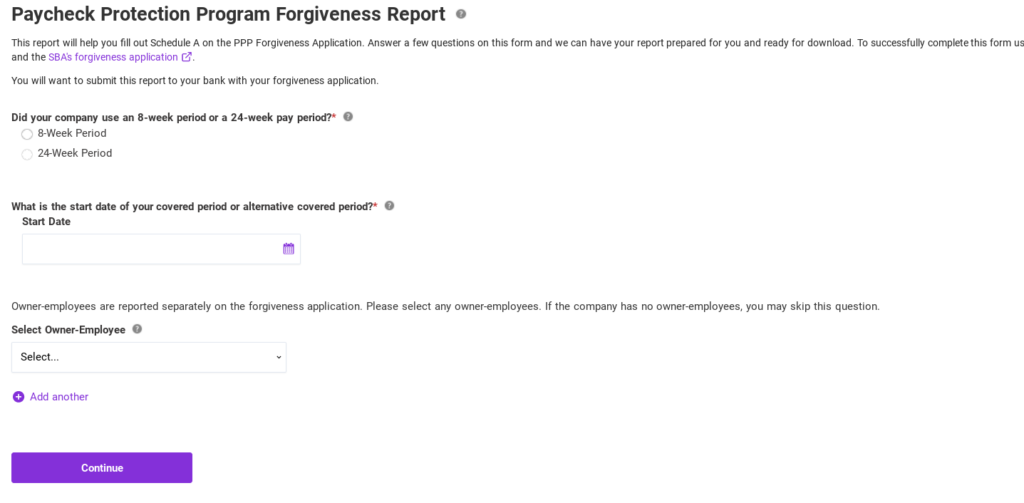 paycheck protection program forgiveness report in Patriot Software