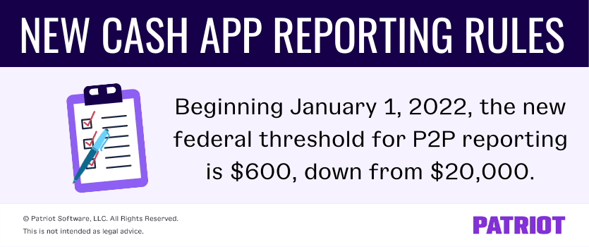 新资金应用报告规则: Beginning January 1, 2022, the new federal threshold for P2P reporting is $600, down from $20,000