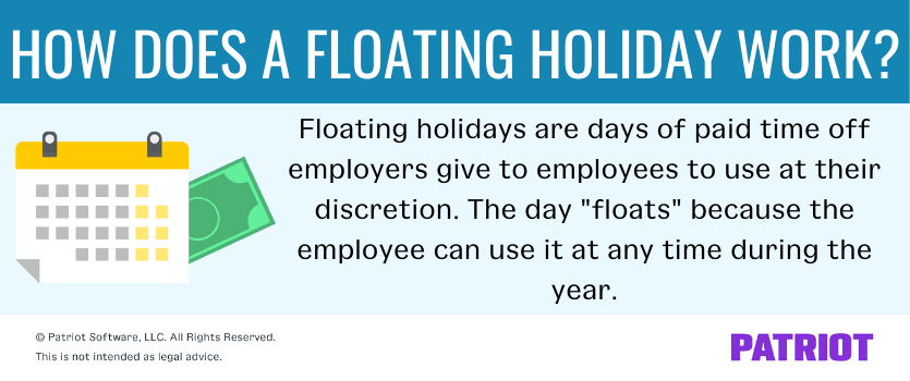 How does a floating holiday work? Floating holidays are days of paid time off employers give to employees to use at their discretion. The day 